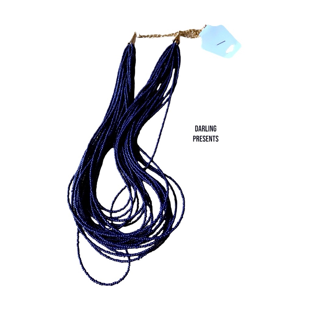 IMAN Global Chic Beaded Strands Necklace Women Color Navy